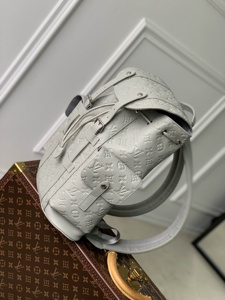 Louis Vuitton Christopher PM Backpack in Monogram Embossed Taurillon Monogram Leather M23146 Mineral Gray