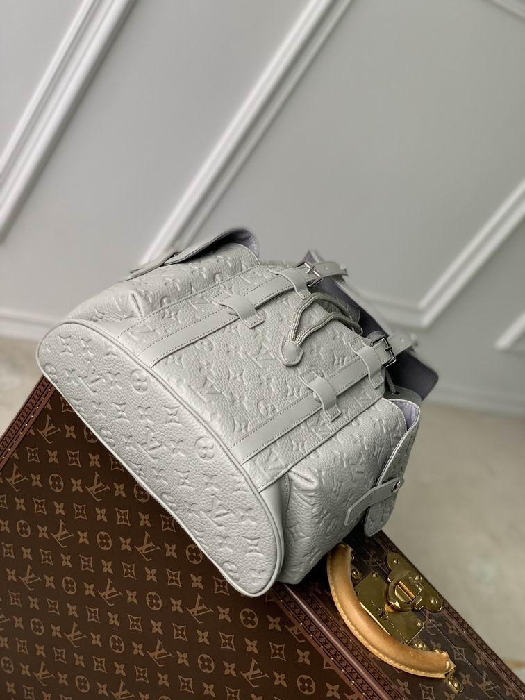 Louis Vuitton Christopher PM Backpack in Monogram Embossed Taurillon Monogram Leather M23146 Mineral Gray